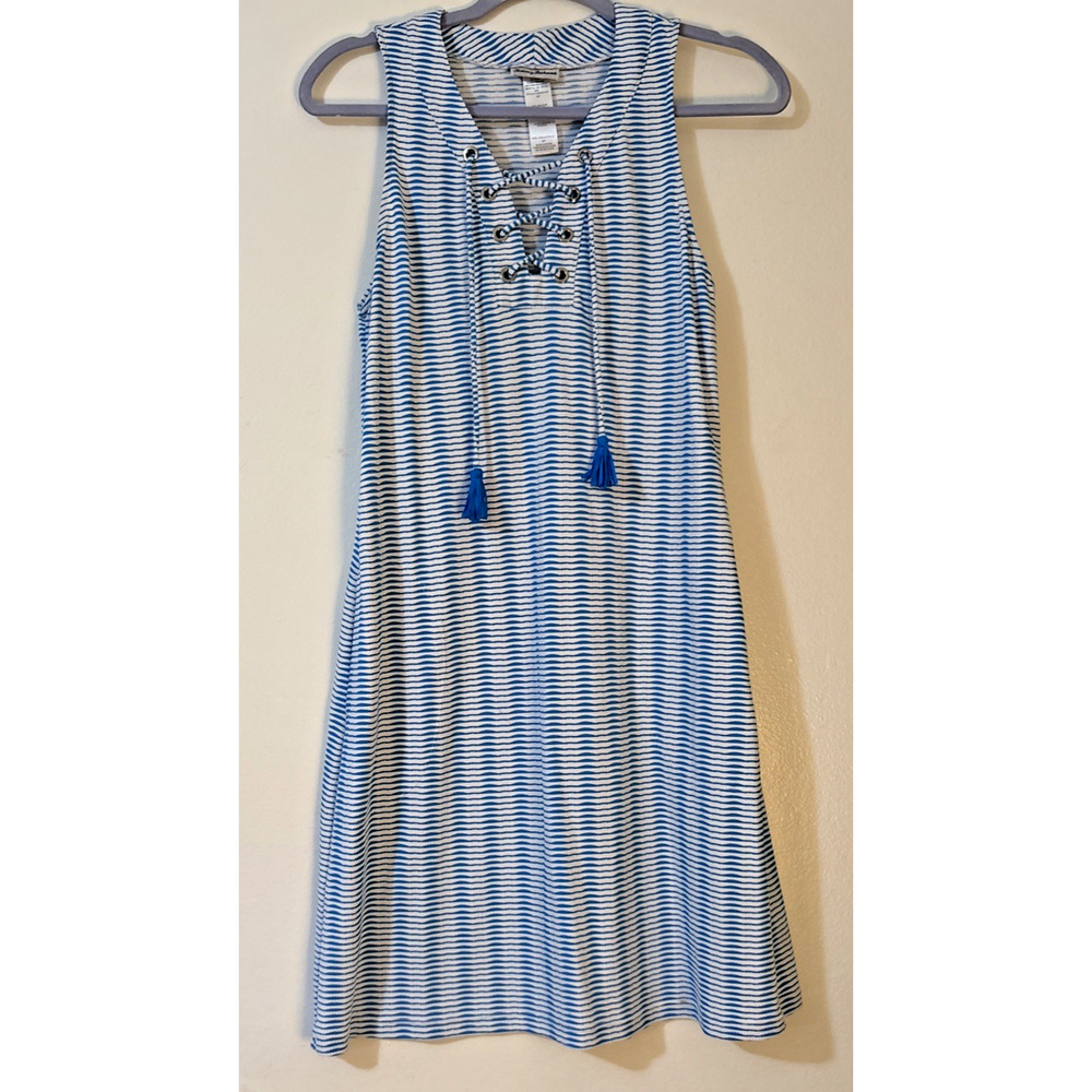 Tommy Bahama Island Cays Spa Dress Sz S Beach Cover-Up Blue White Striped UPF 50